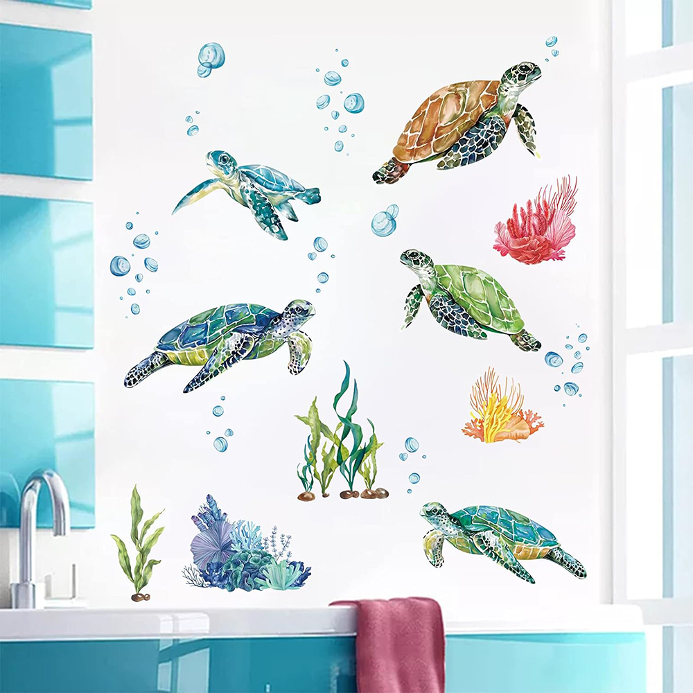 Baby Nursery Under The Sea - Akwarela Żółwie Morskie Naklejka Ścienna Pod