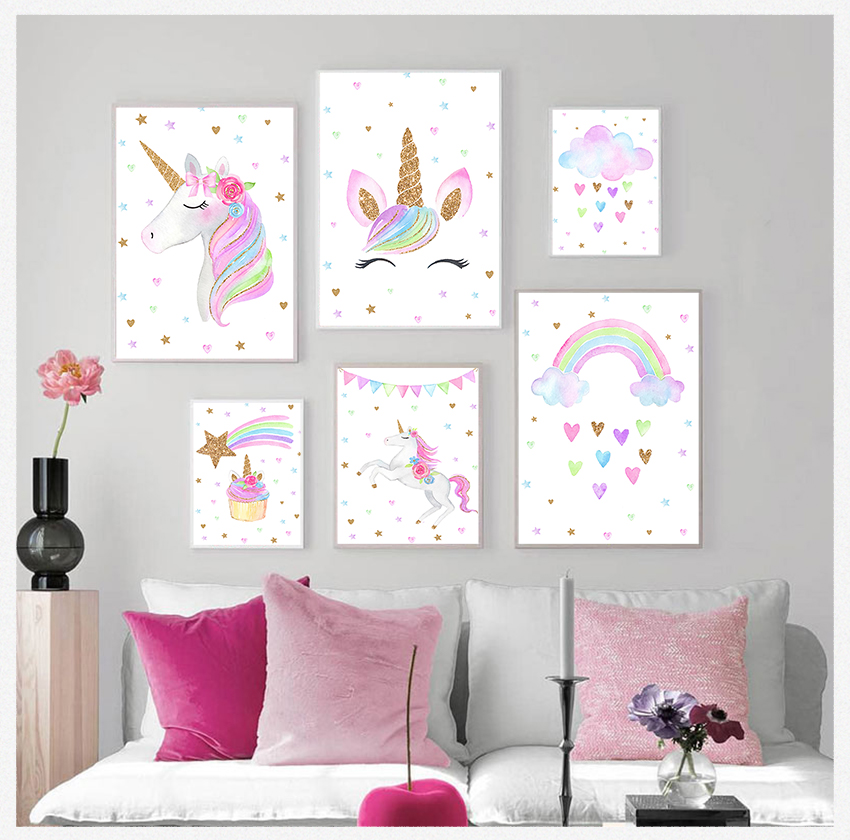 Baby Unicorn Nursery - Uroczy obraz na płótnie, dekoracja w