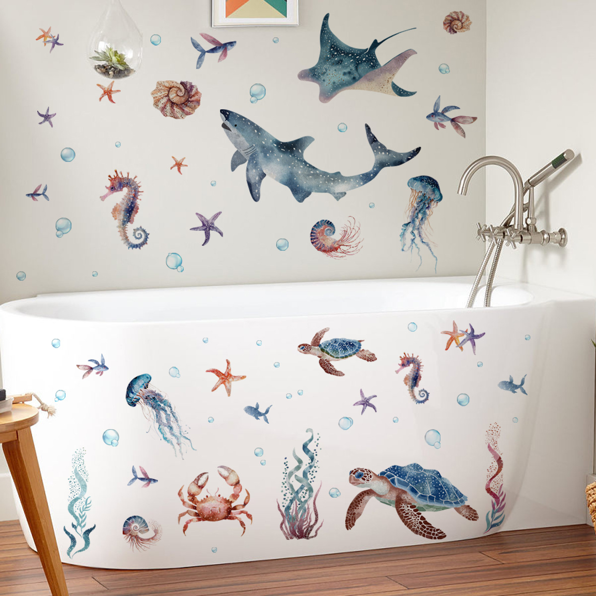 Baby Nursery Under The Sea - Naklejka Ścienna Podwodny Świat Morski Rekin