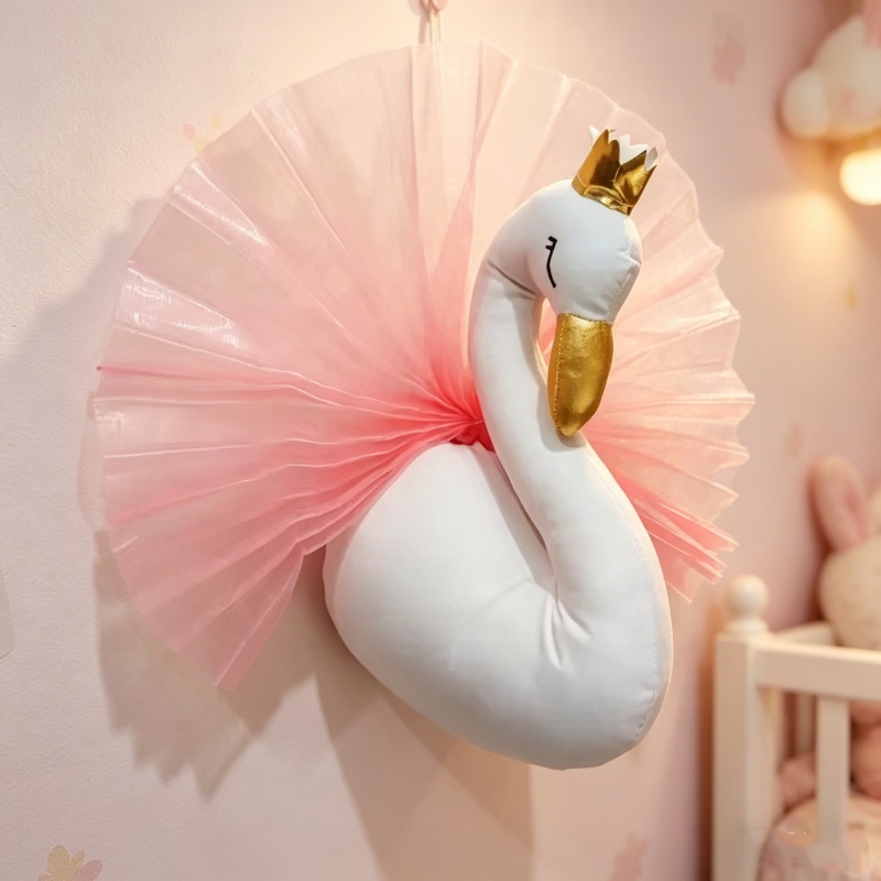 Baby Unicorn Nursery - Miękkie pluszowe dekoracje ścienne: słonik, jednorożec,