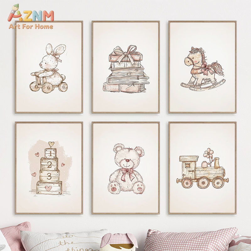 Baby Nursery Vintage Decor - AZNM Vintage Obraz na Płótnie dla