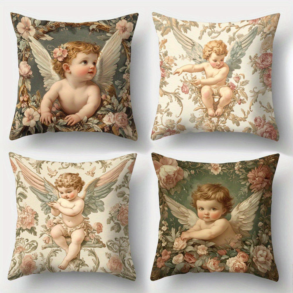 Baby Nursery Vintage Decor - Zestaw 4 poszewek na poduszki z