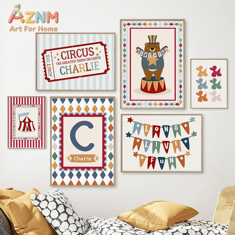 Baby Nursery Pictures - Cyrk, Niedźwiedź, Magik, Pies, Cytat, Sztuka