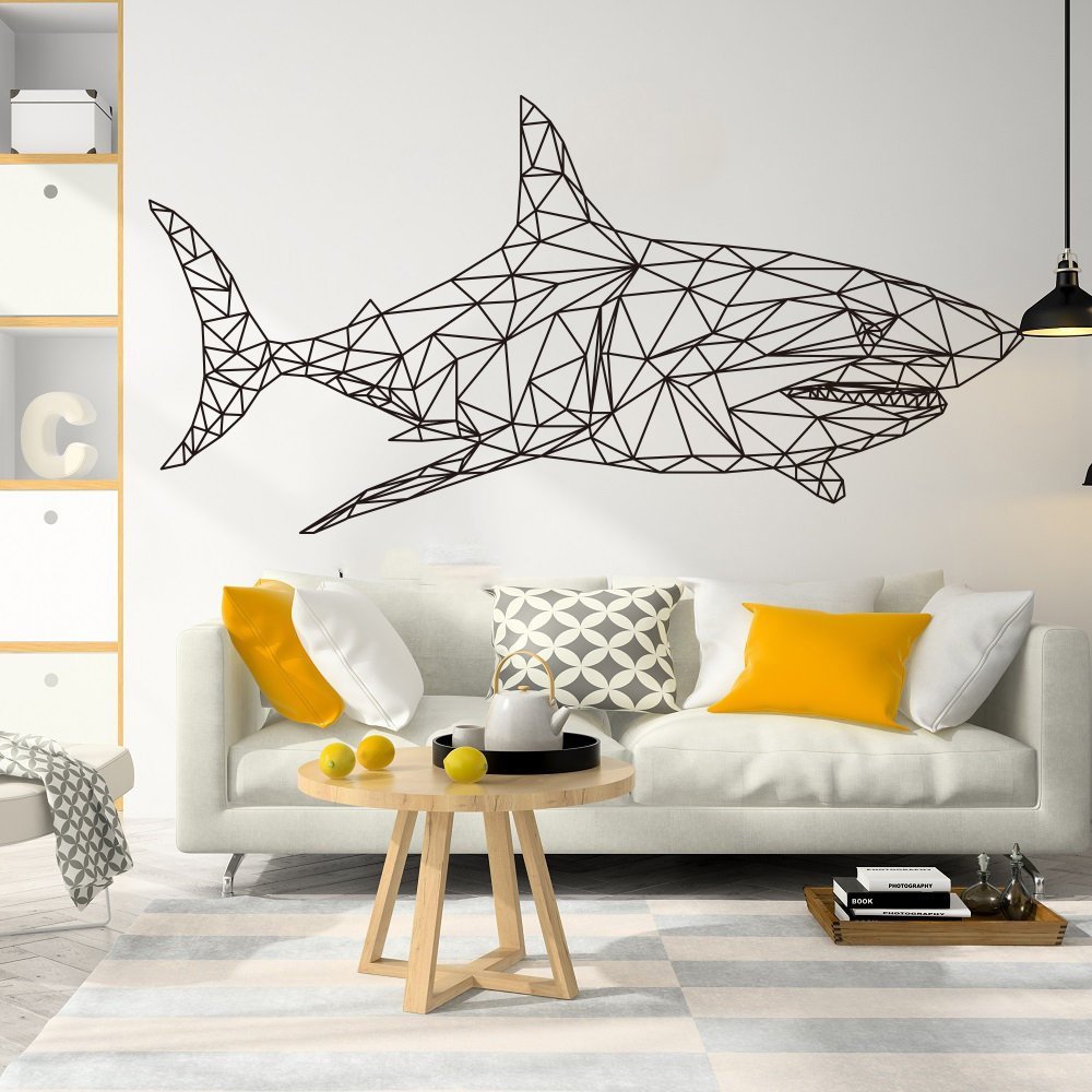 Baby Nursery Under The Sea - Geometryczny Rekin Wieloryb Ryba Ocean Naklejka