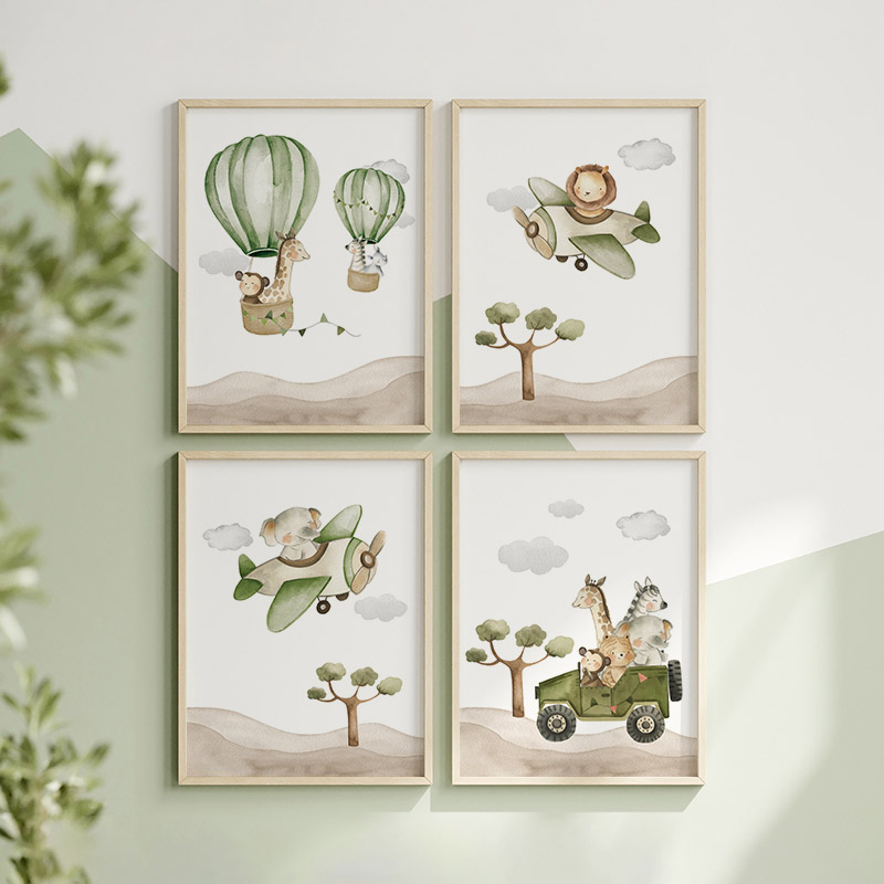 1 szt. bezramowy plakat na płó – Baby Nursery Hot Air Balloon recenzja i cena