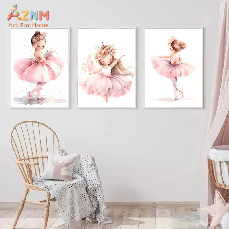 1 szt., Różowy Plakat z Baletn – Baby Unicorn Nursery recenzja i cena