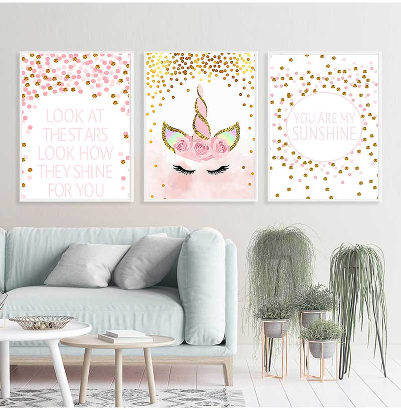 Dekoracyjny obraz do pokoju dz – Baby Unicorn Nursery recenzja i cena