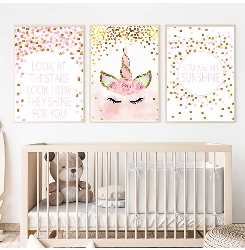 Dekoracyjny obraz do pokoju dz – Baby Unicorn Nursery recenzja i cena