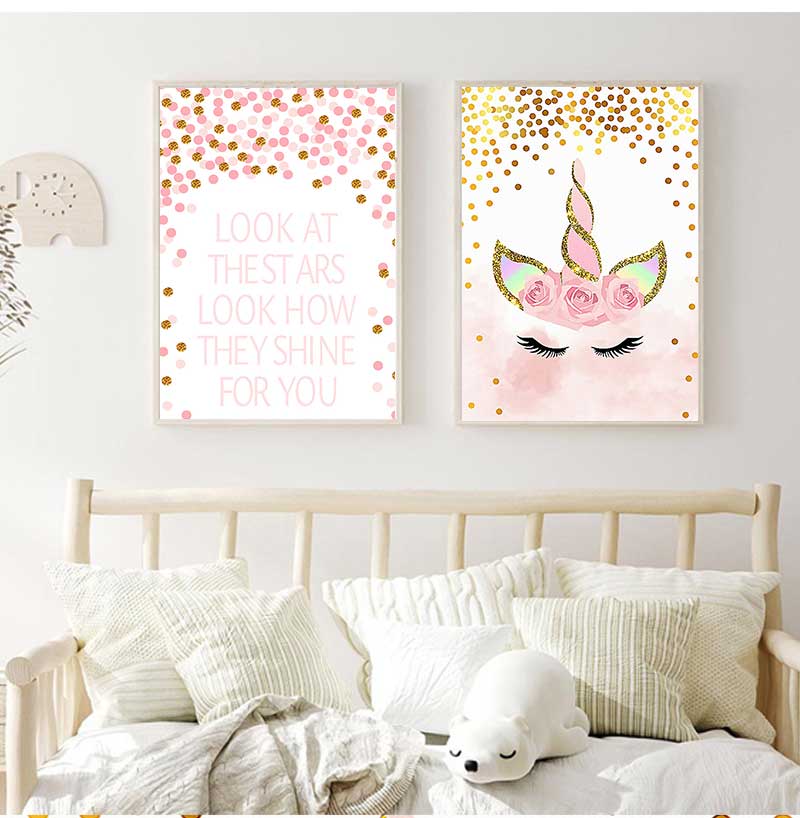 Dekoracyjny obraz do pokoju dz – Baby Unicorn Nursery recenzja i cena