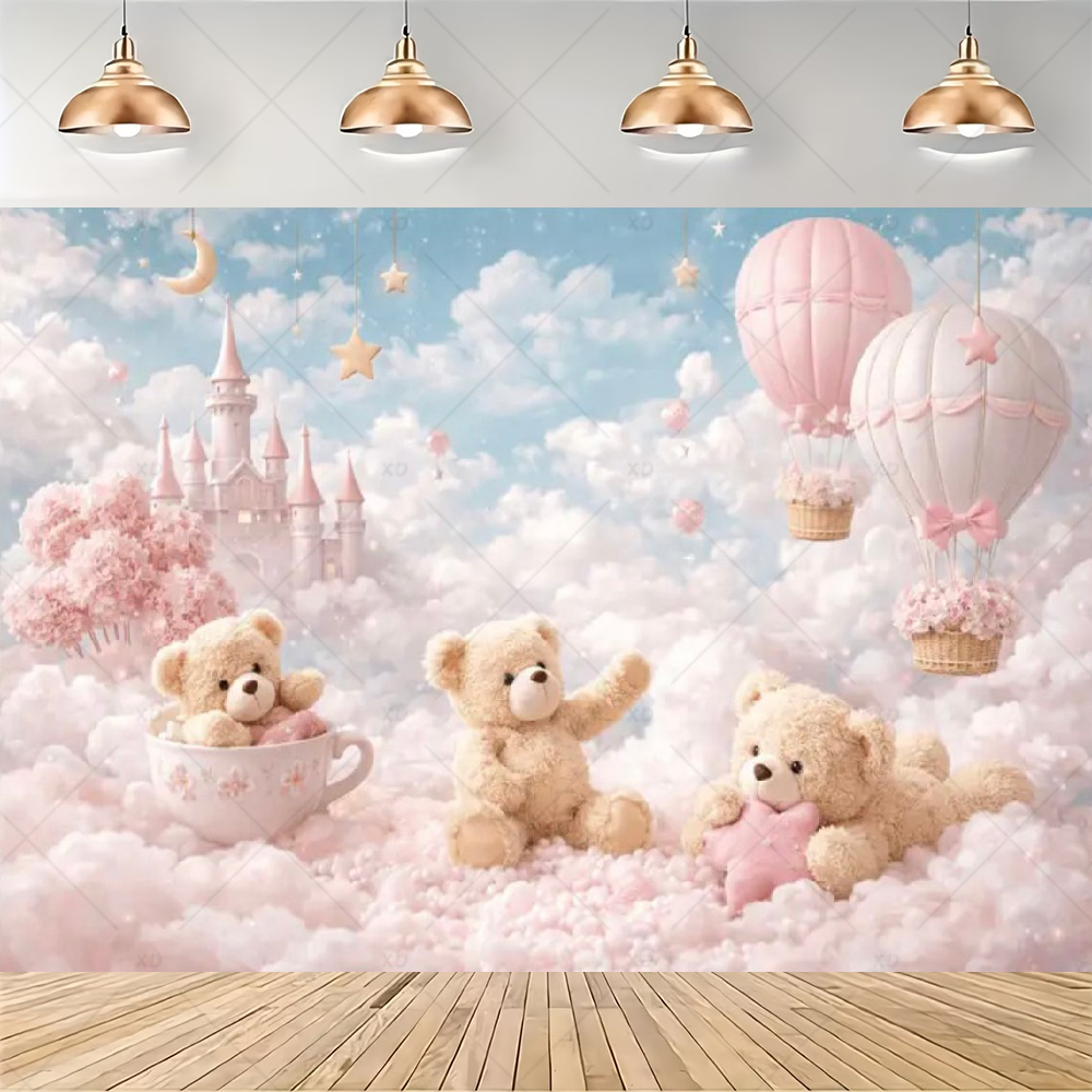 Baner tło z misiem i balonem n – Baby Nursery Hot Air Balloon recenzja i cena