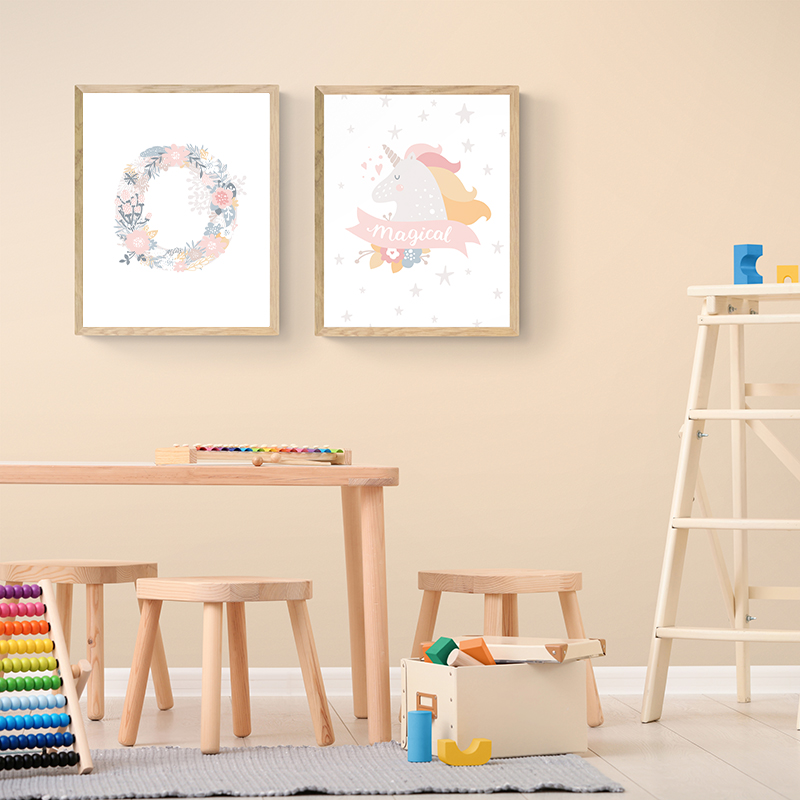 1 szt. Bezramowe kwiatowe lite – Baby Unicorn Nursery recenzja i cena