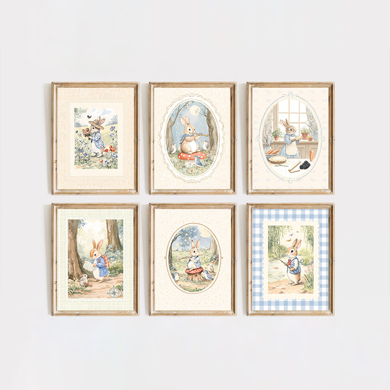 Vintage Boho Niebieska Krata K – Baby Nursery Vintage Decor recenzja i cena