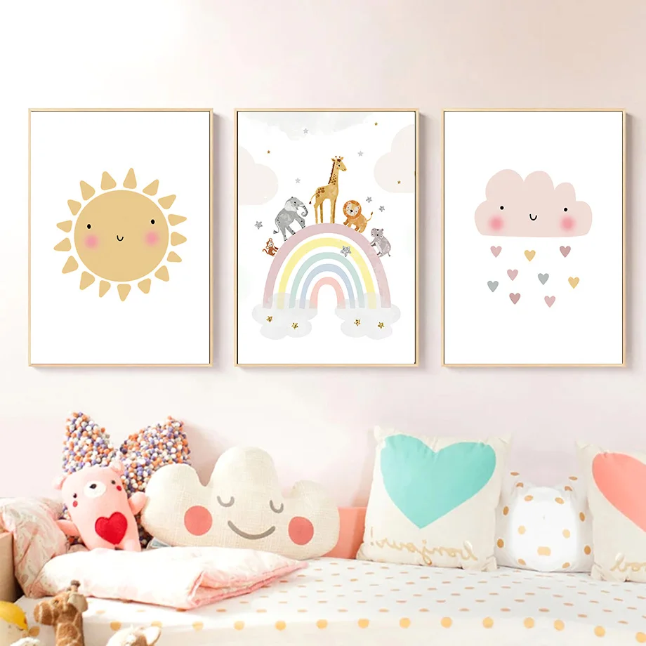 Żyrafa Słoń Balon Słońce Tęcza – Baby Nursery Pictures recenzja i cena
