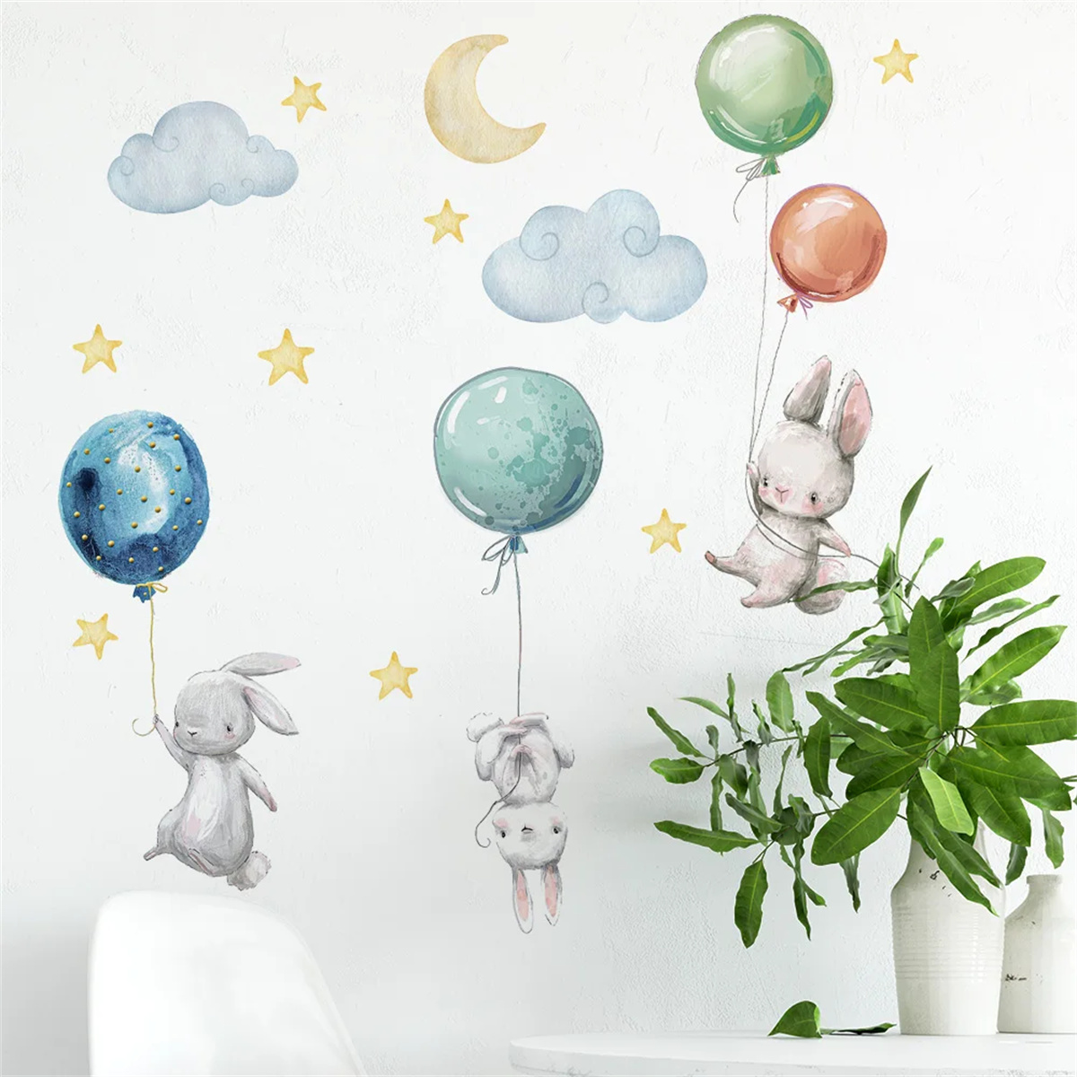 Naklejki ścienne z kreskówkowy – Baby Nursery Hot Air Balloon recenzja i cena
