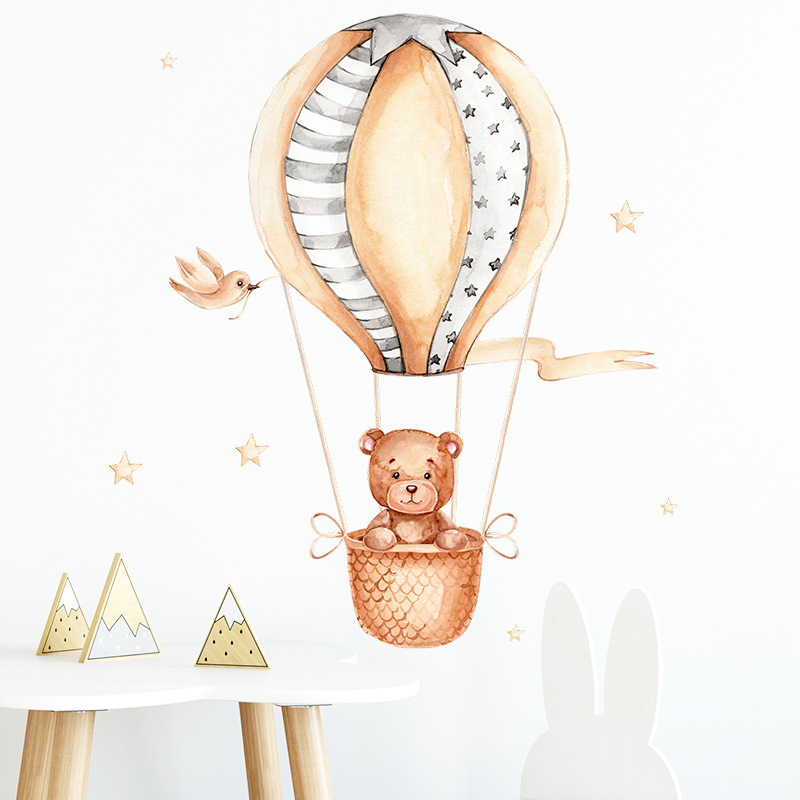 Naklejki ścienne Mały Niedźwie – Baby Nursery Hot Air Balloon recenzja i cena
