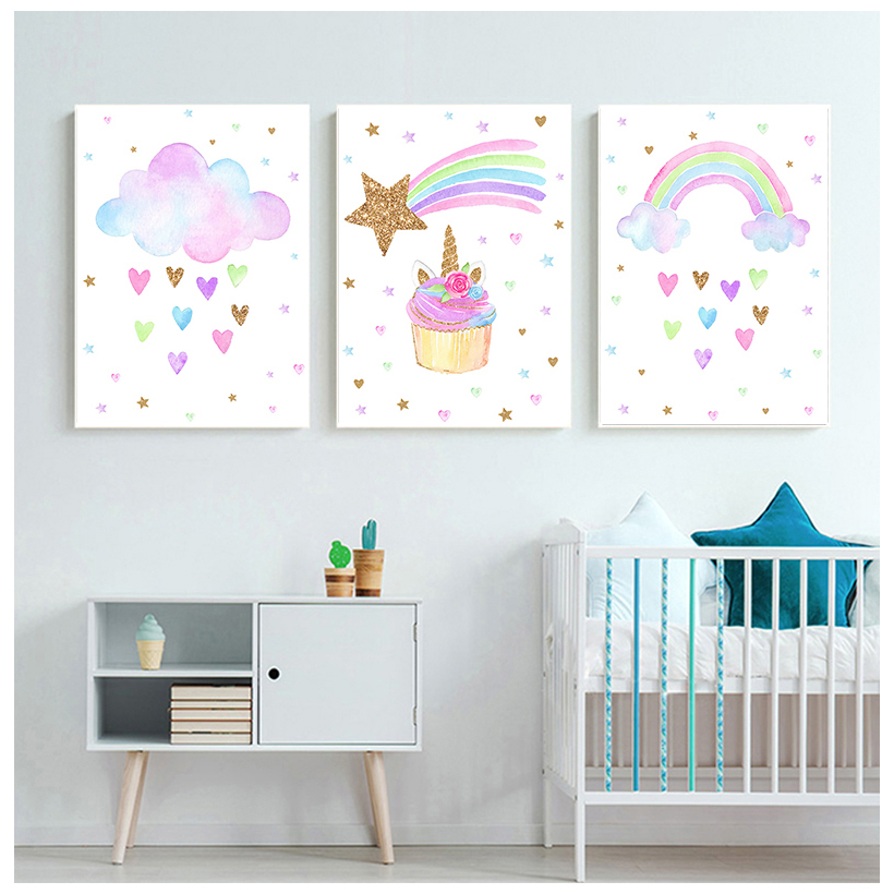 Tęczowy jednorożec Wall Art Pr – Baby Unicorn Nursery recenzja i cena