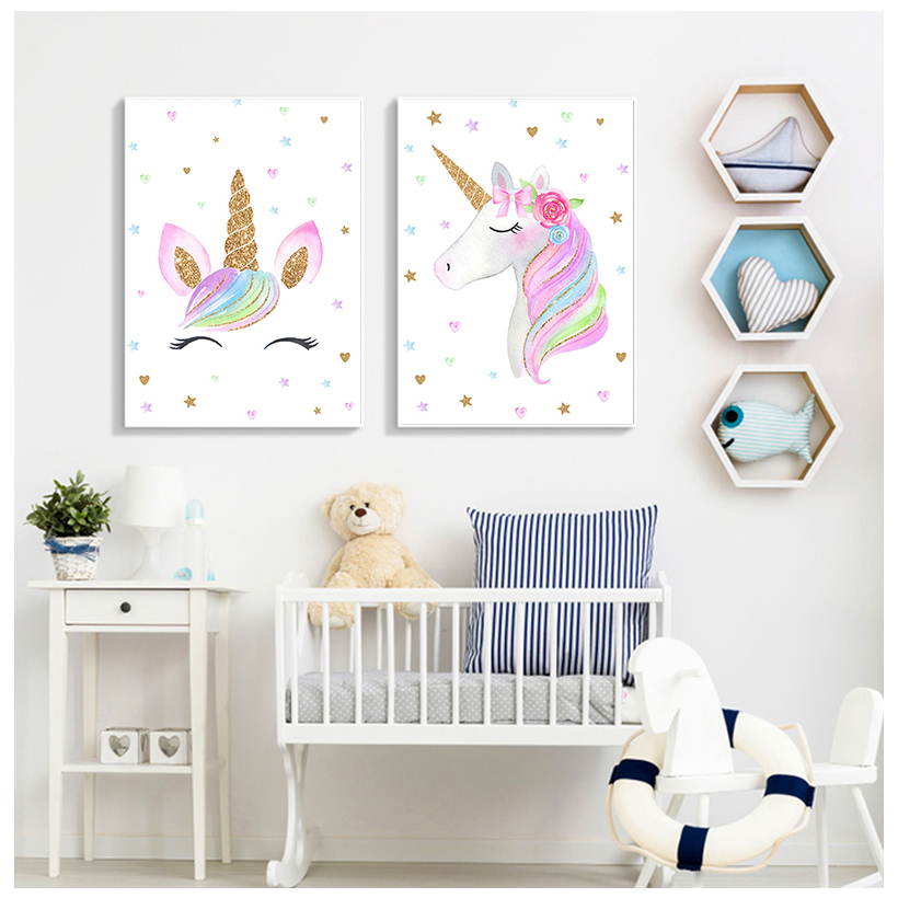 Tęczowy jednorożec Wall Art Pr – Baby Unicorn Nursery recenzja i cena