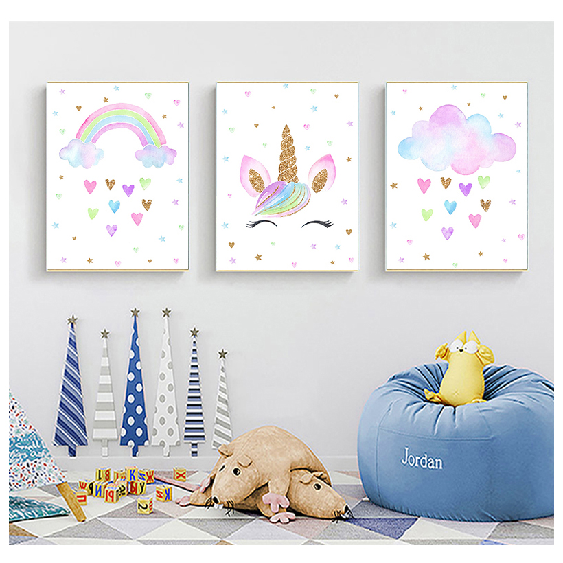 Tęczowy jednorożec Wall Art Pr – Baby Unicorn Nursery recenzja i cena
