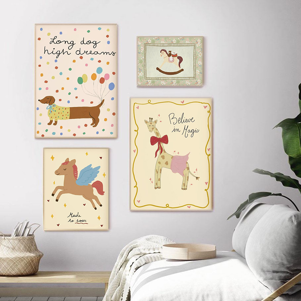 Vintage Rocking Horse Giraffe  – Baby Nursery Vintage Decor recenzja i cena