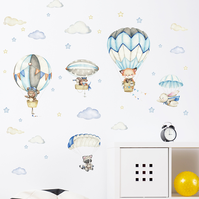 Cartoon Cute Animals Hot Air B – Baby Nursery Hot Air Balloon recenzja i cena