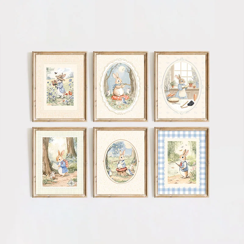 Vintage Boho Niebieska Krata K – Baby Nursery Vintage Decor recenzja i cena