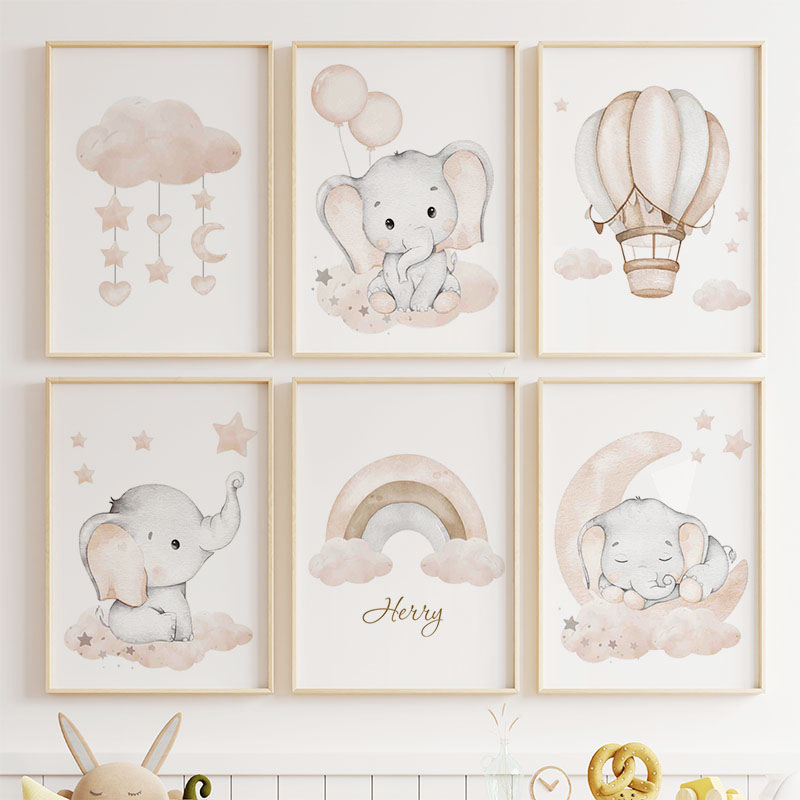 Cute Elephant Hot Balloon Moon – Baby Nursery Pictures recenzja i cena