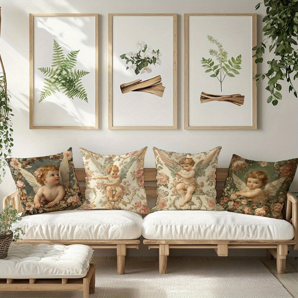 Zestaw 4 poszewek na poduszki  – Baby Nursery Vintage Decor recenzja i cena